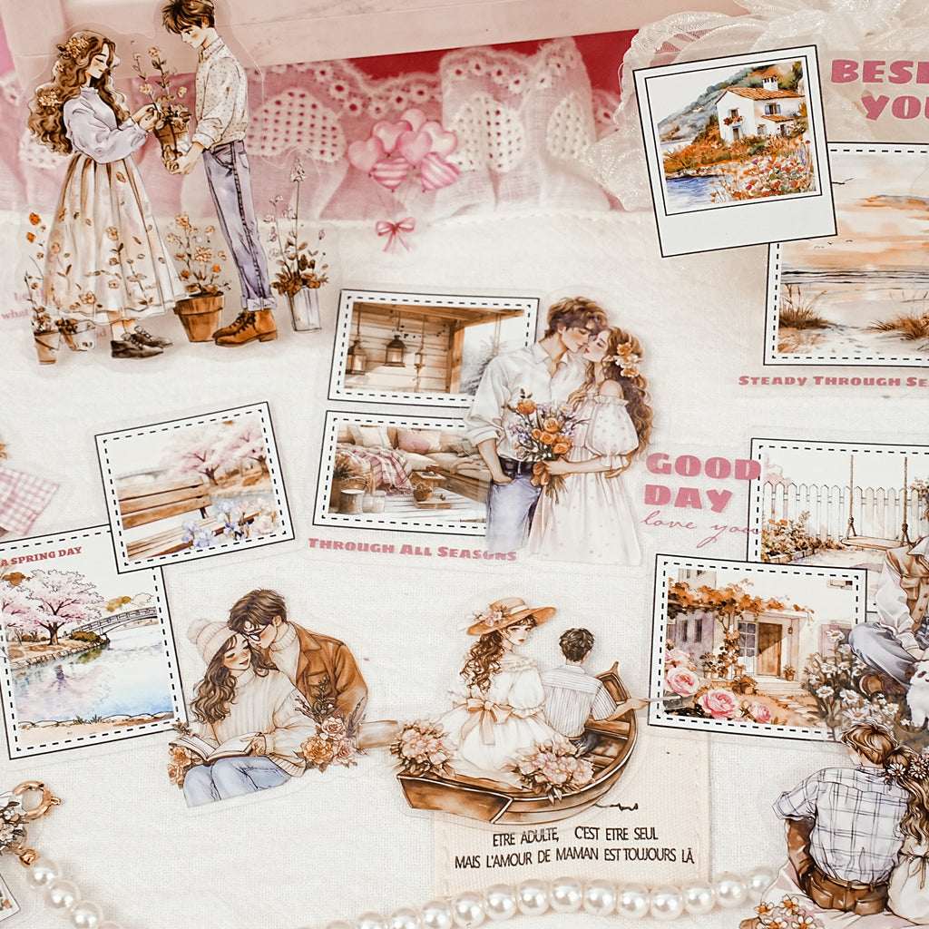 15 Pcs Coulple Themed PET Stickers YSYN