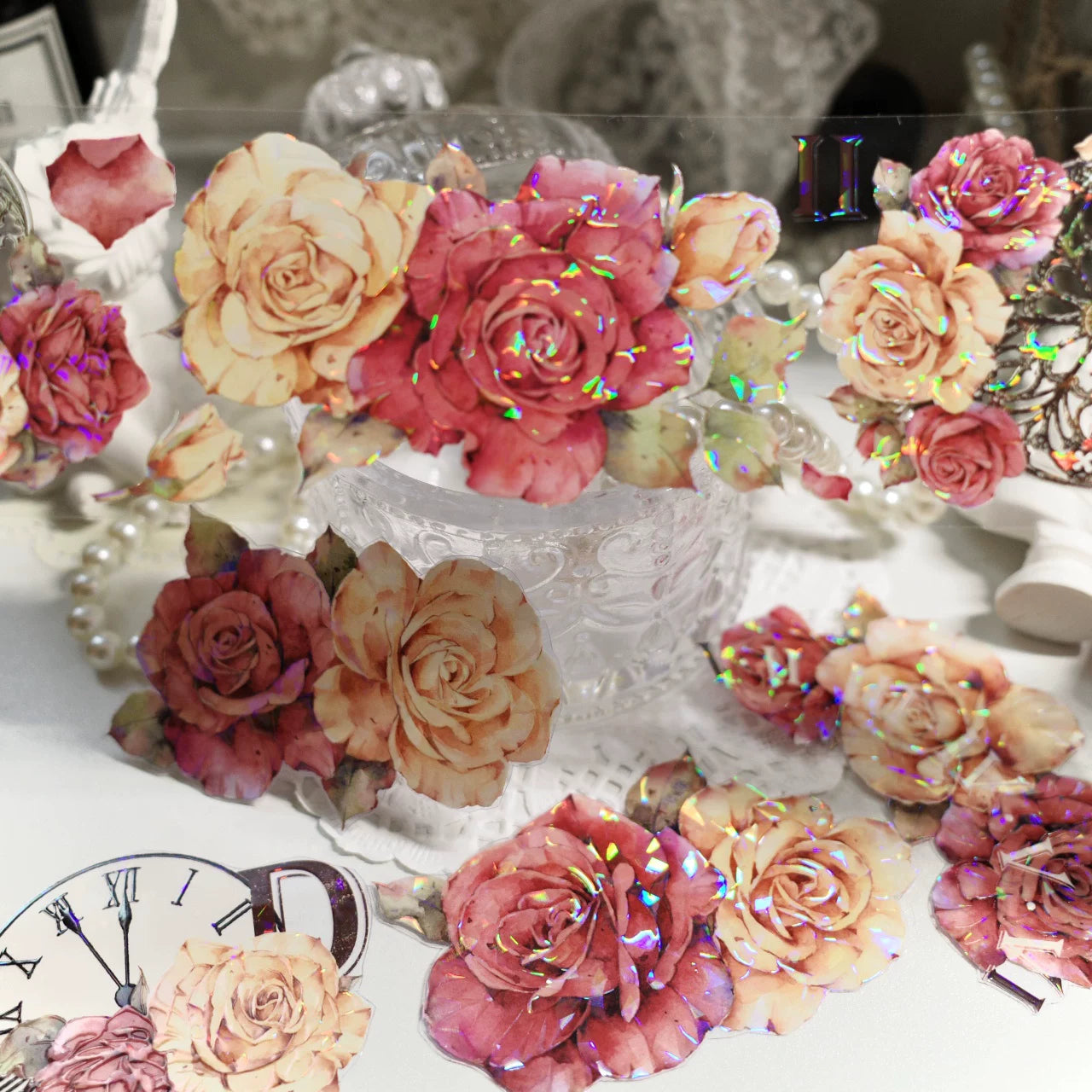 Floral Decorative Tape Rolls- Antique Rose