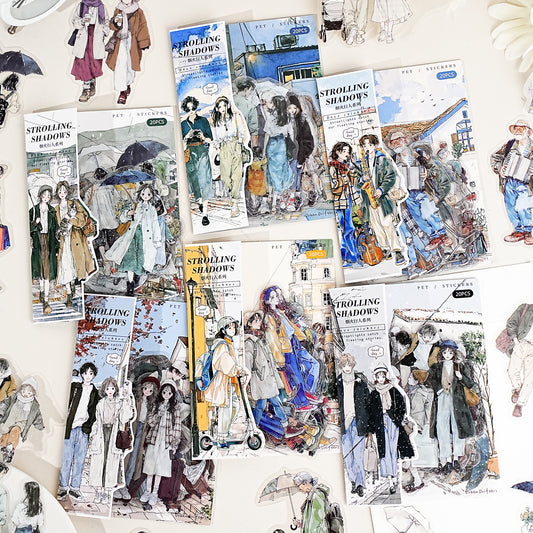 20 Pcs Passersby People PET Stickers YHRX