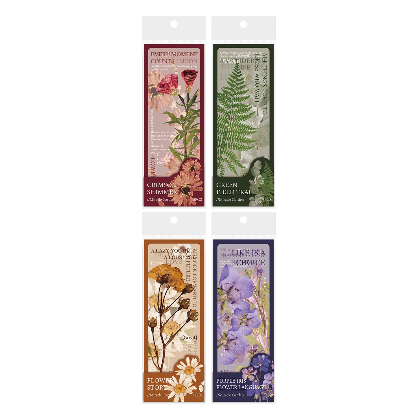 5 Sheets Botanical PET Bookmark QJHY