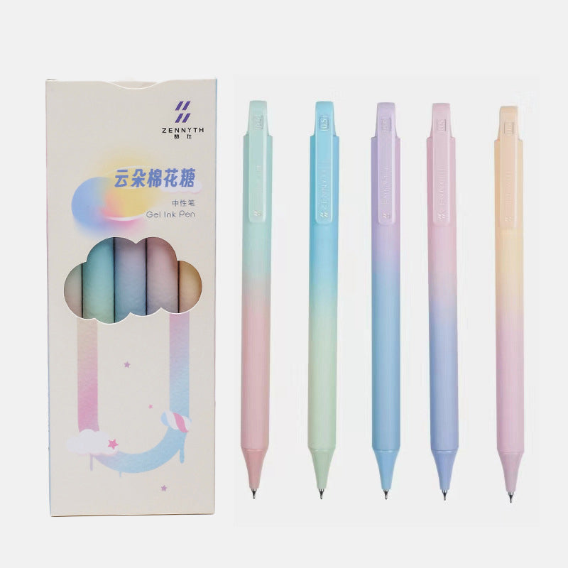 4 Pcs 0.5mm Black Gel Pen Set Rainbow Color