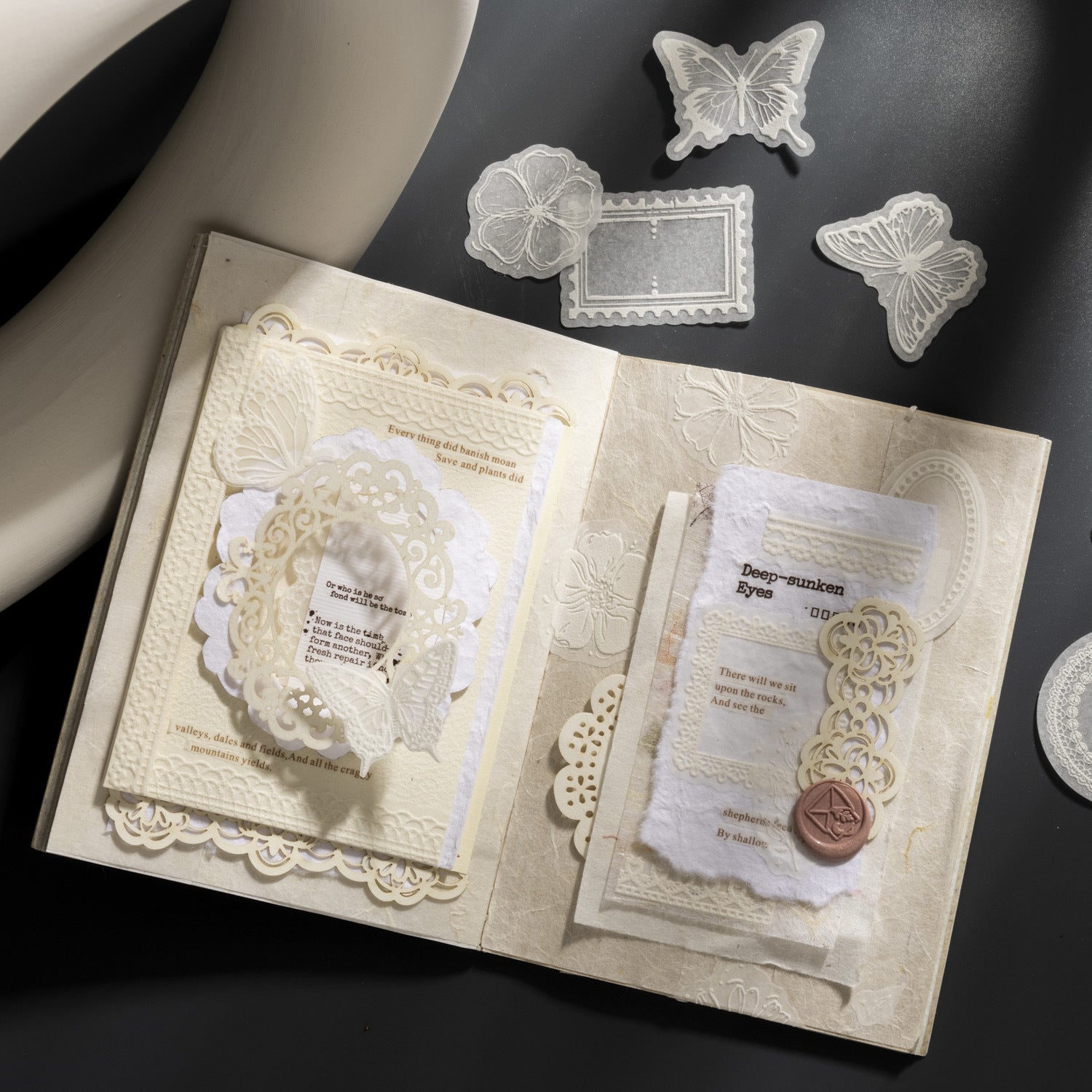 20 Pcs 3D White Flower Stickers BWRH