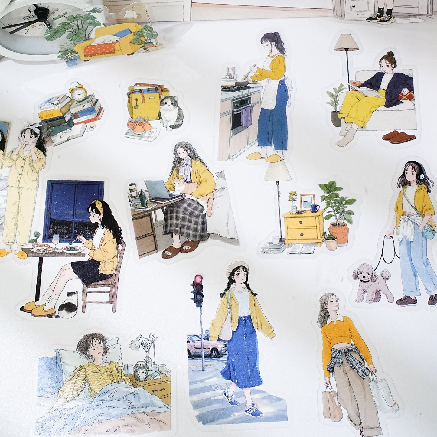 15 Pcs Daily Girl PET Stickers ZCXX