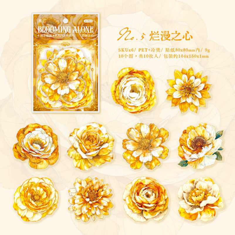 10 Pcs Flowers PET Stickers DZZF