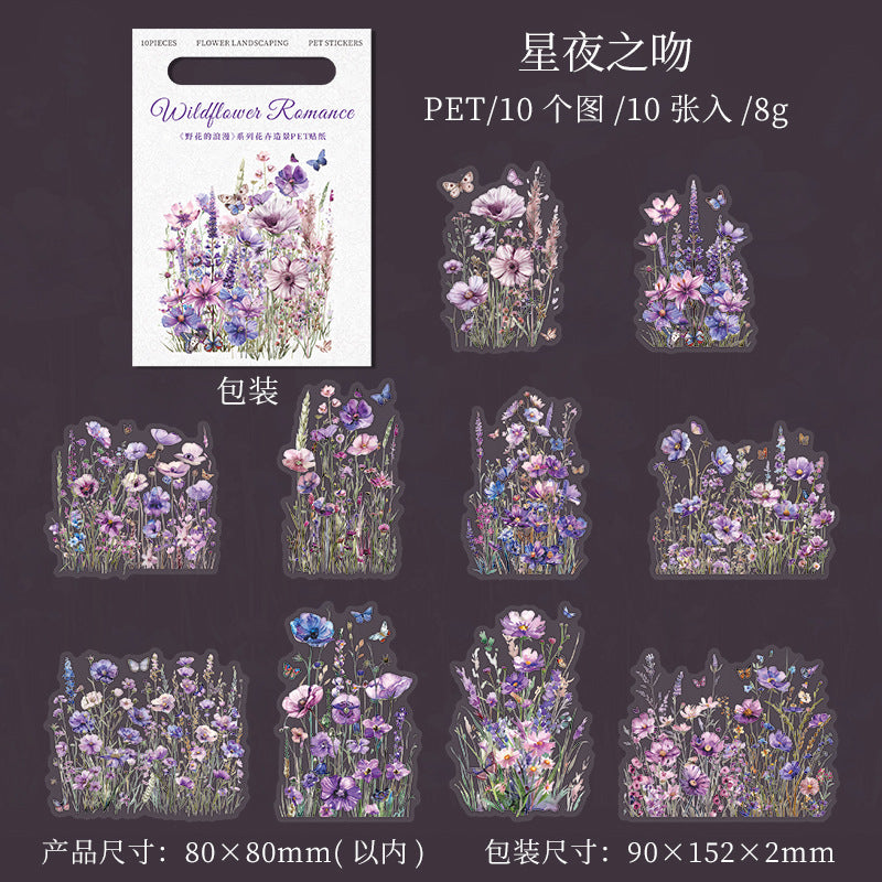 10 Pcs Wildflower PET Stickers YHDLM