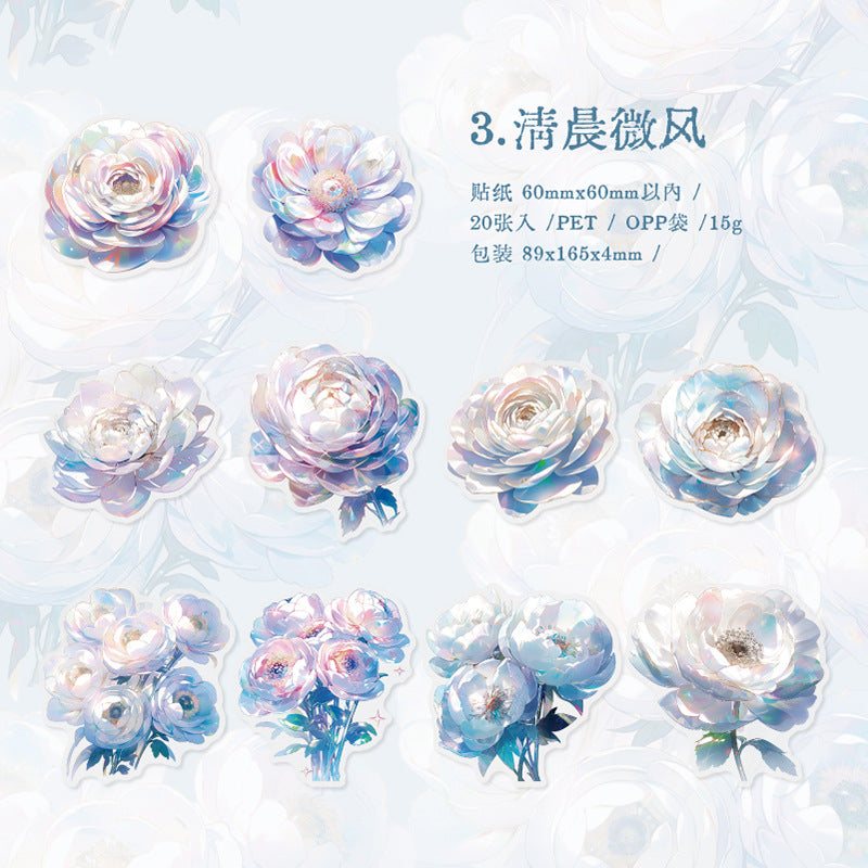 20 Pcs Rainbow Flowers PET Stickers CHDHH