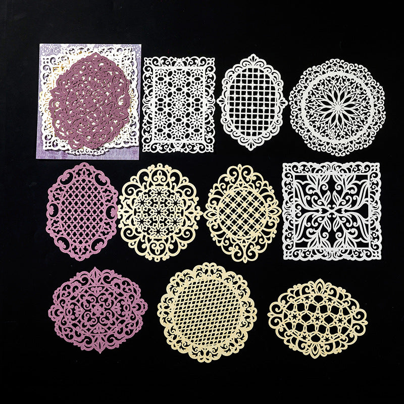 10 Pcs Ornate Lace Vintage Hollow-out Paper YYWGE