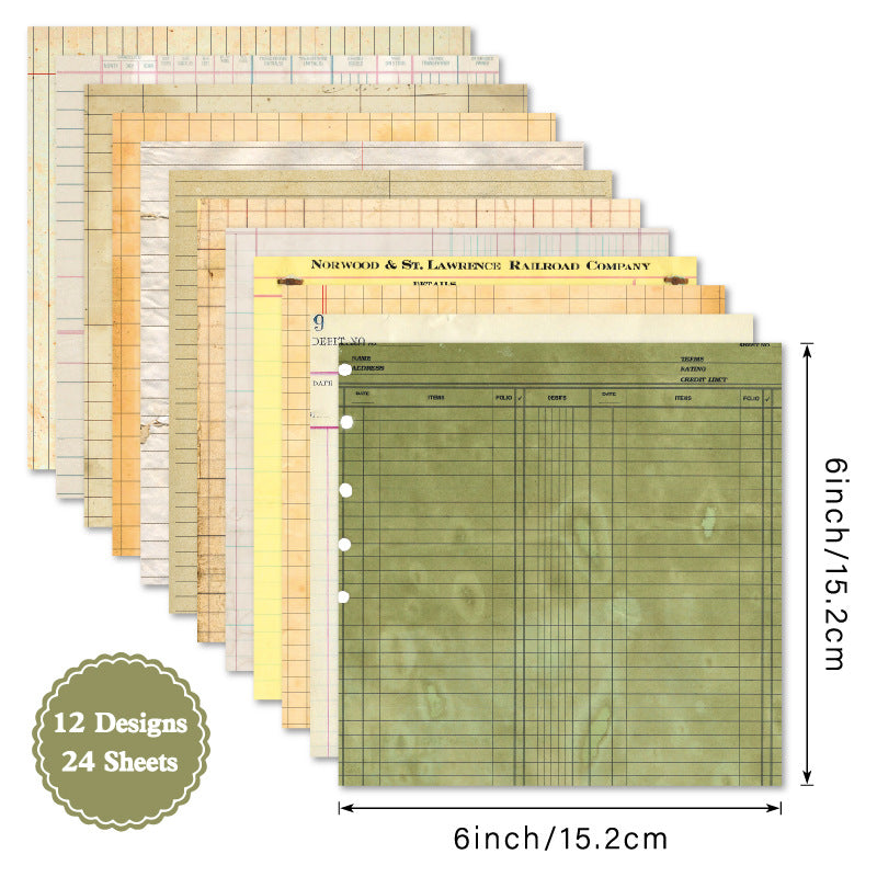 6 inch Vintage Ledger Scrapbook Paper Pad SKP509