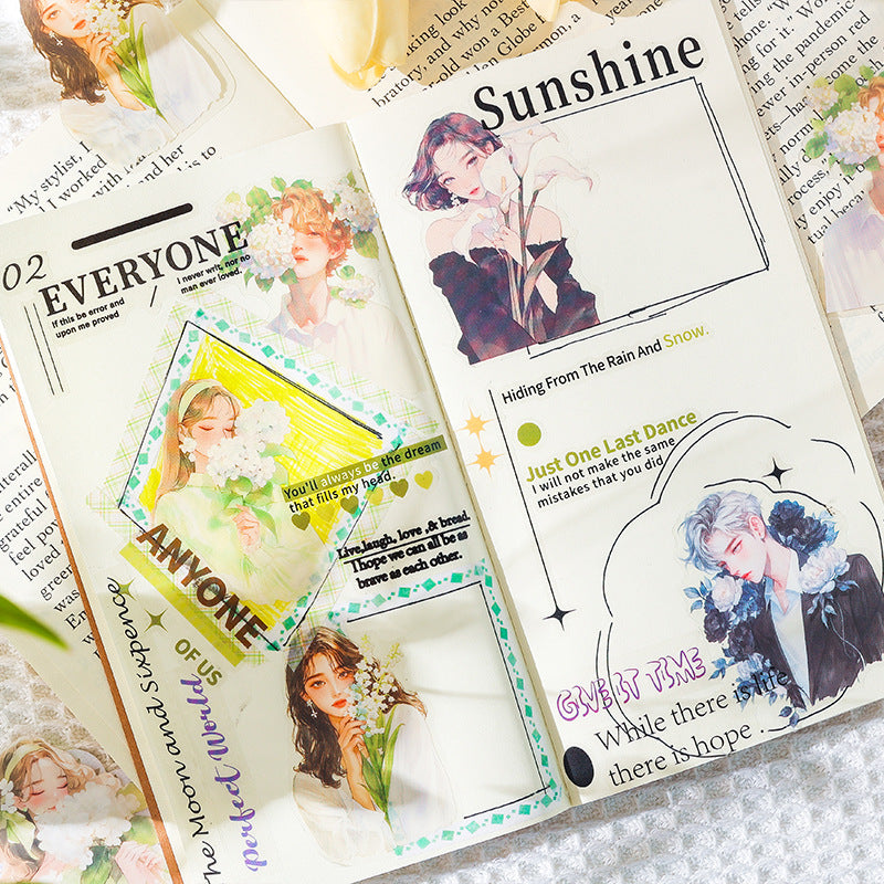30 Pcs Flower Girl PET Stickers CYQG