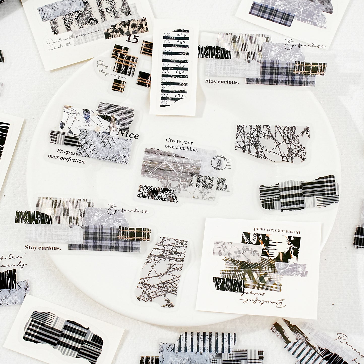 40 Pcs Grid Collage PET Stickers SPSX