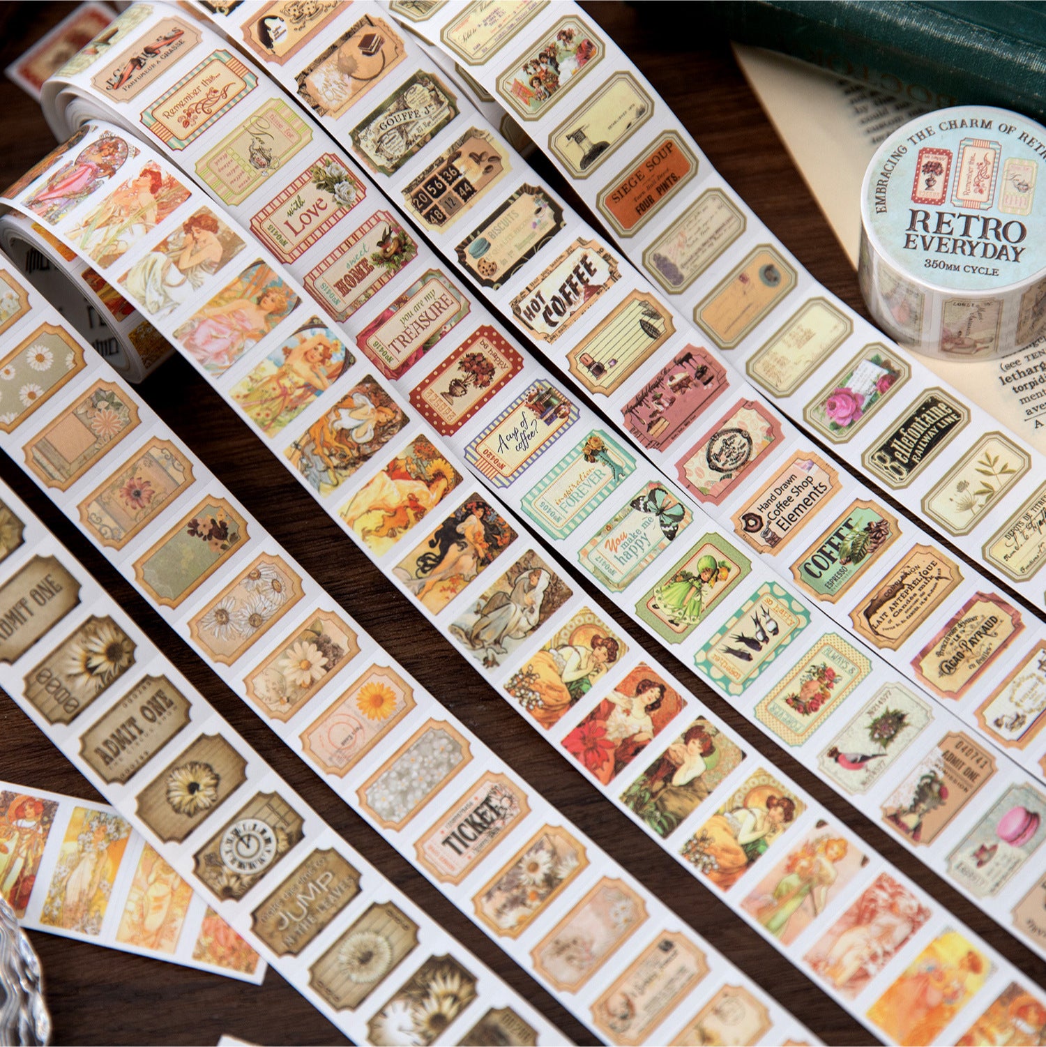 1 Roll Retro Pre-cut Stickers Tape FGRC