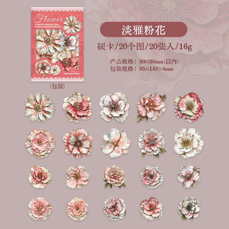 20 Pcs Flowers Cardstock Stickers HXJX