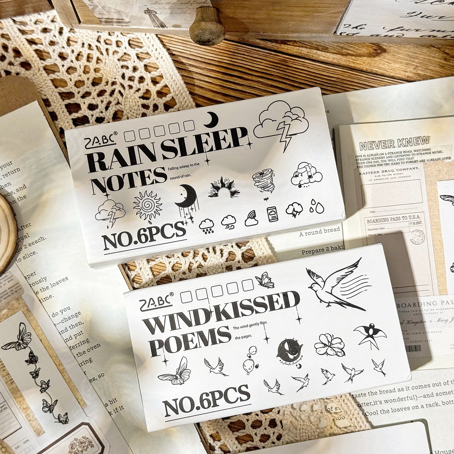 6 Pcs Flower Bird Moon Stamps Kit MYQS