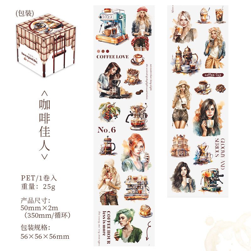 1 Roll Cofee Themed PET Tape ZMKFG
