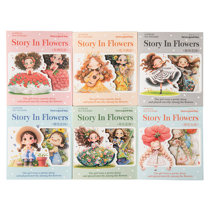 10 Pcs Cartoon Girl PET Stickers HCZGS