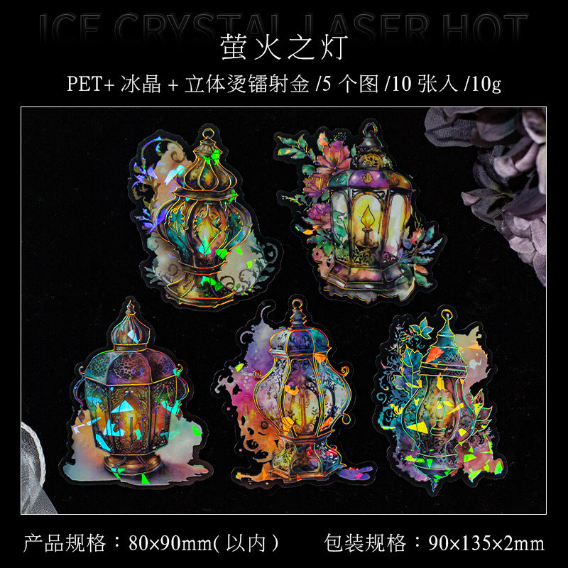 10 Pcs Glitter PET Stickers MJZS