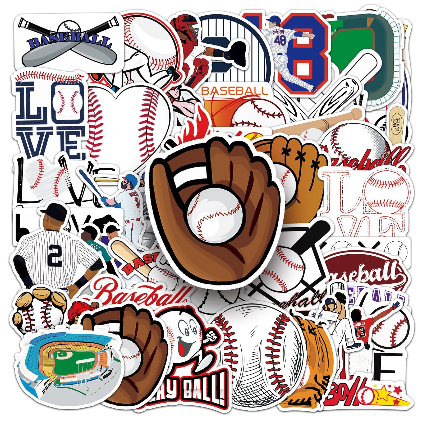 50 Pcs Vinyl Baseball Stickers BQ398