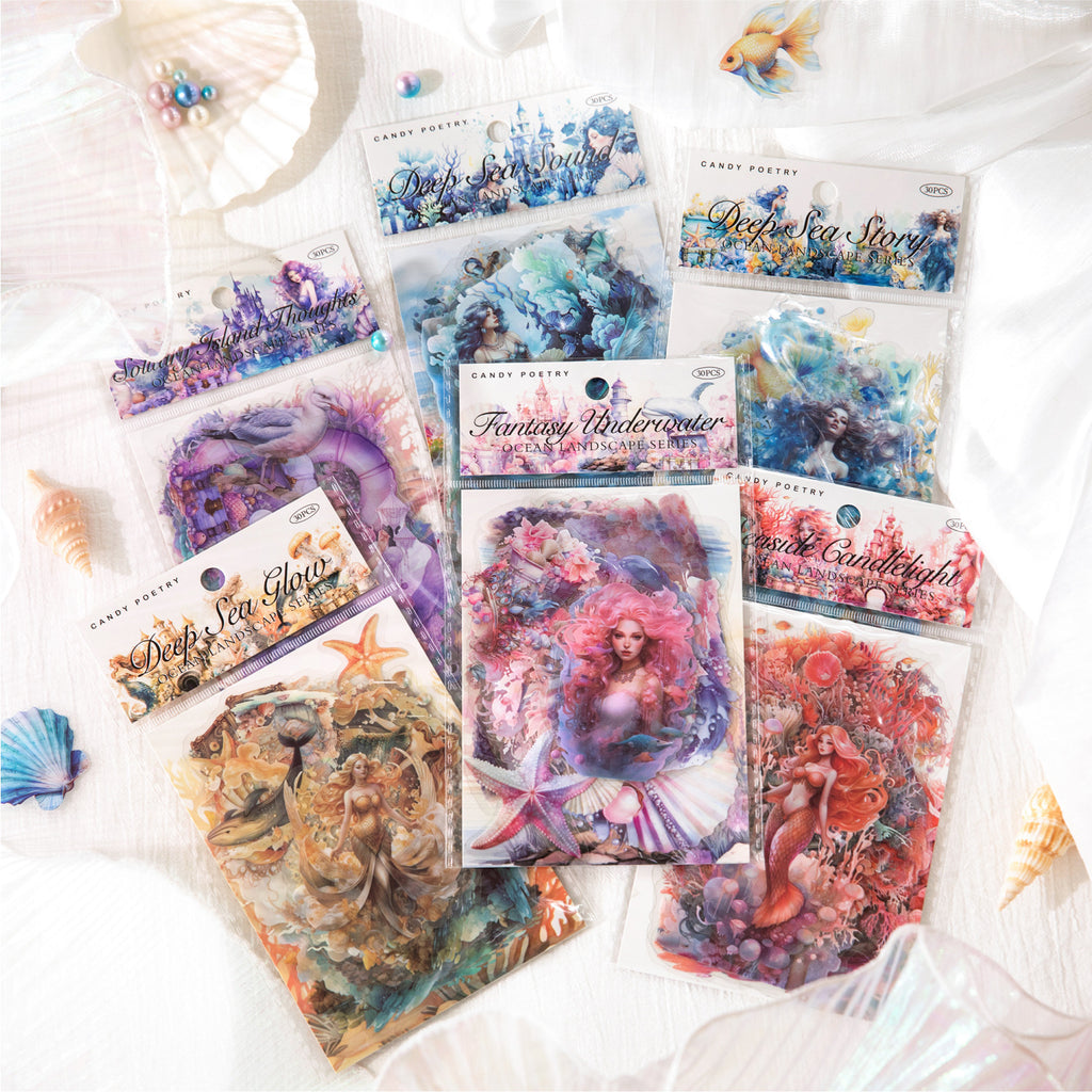 30 Pcs Ocean Landscape PET Stickers HYJG