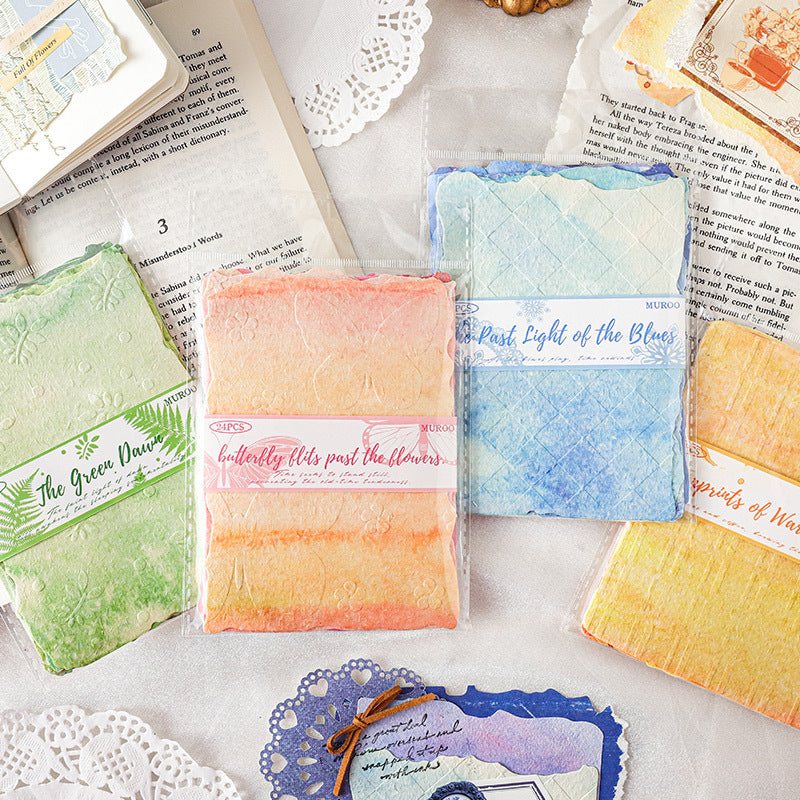 24 Pcs Embossed Scrapbook Paper YRLG