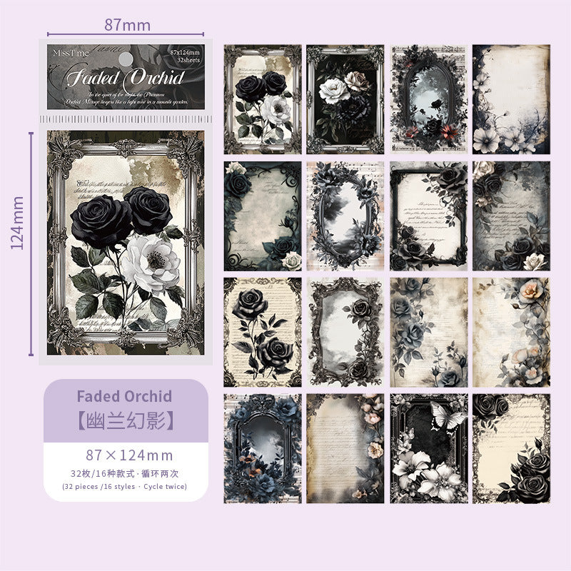 32 Sheets Gothic Flower Scrapbook Paper HYDZ