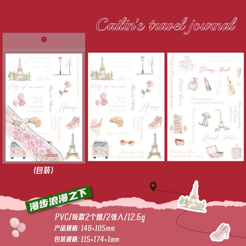 2 Sheets Travel Themed PVC Tramsfer Stickers KLDLV