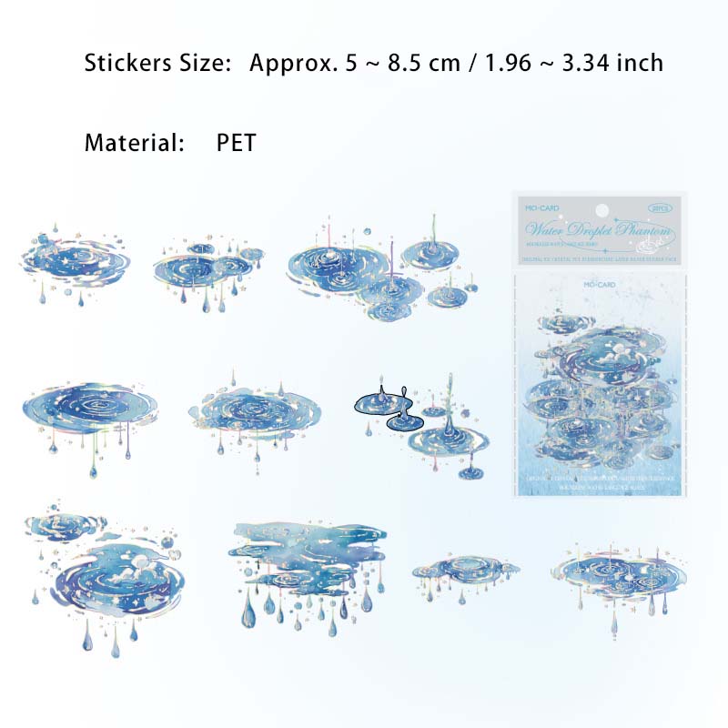 20 Pc Glitter Water Droplets Waves PET Stickers WJSY