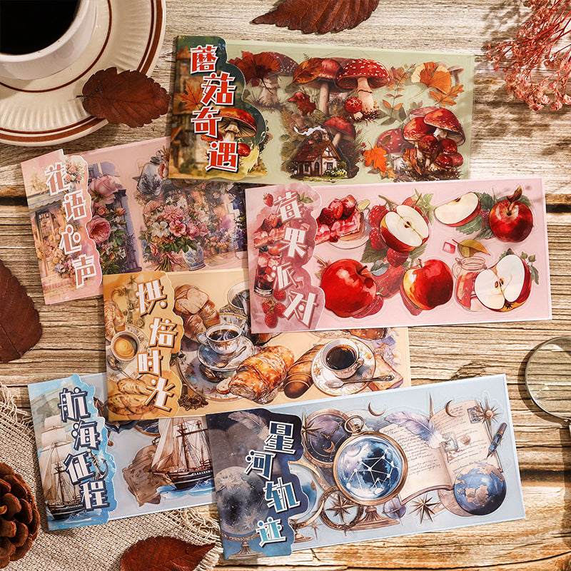 3 Sheets Vintage PET Stickers SYBJ