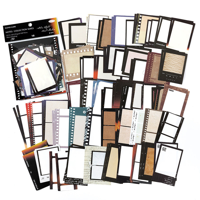 100 Pcs Vintage Film Negative & Polaroid Ephemera Paper Pack