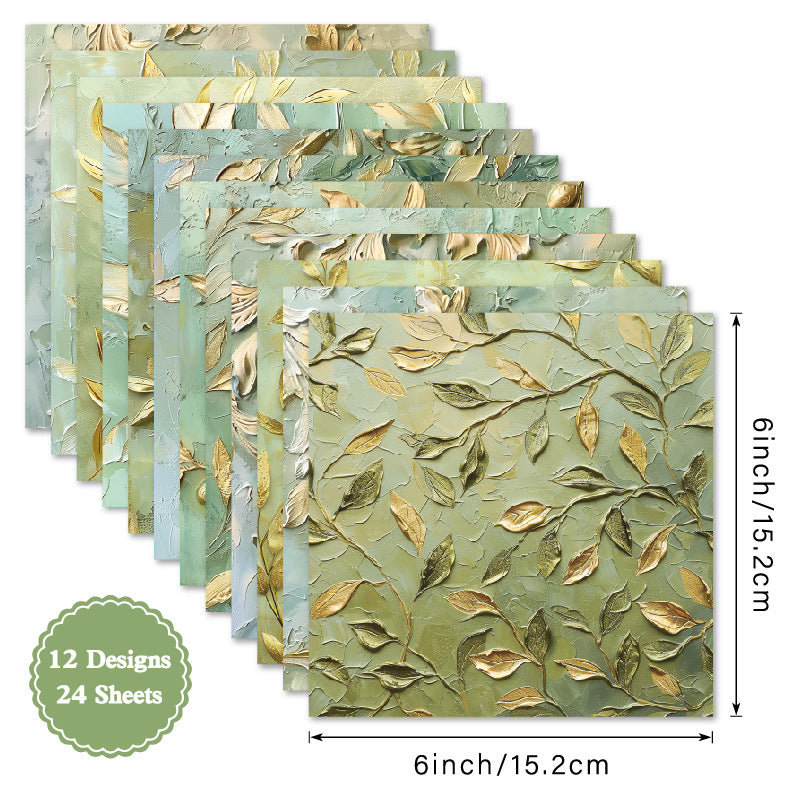 6 Inch Gilded Leaves Scrapbook Paper Pad SKP405A