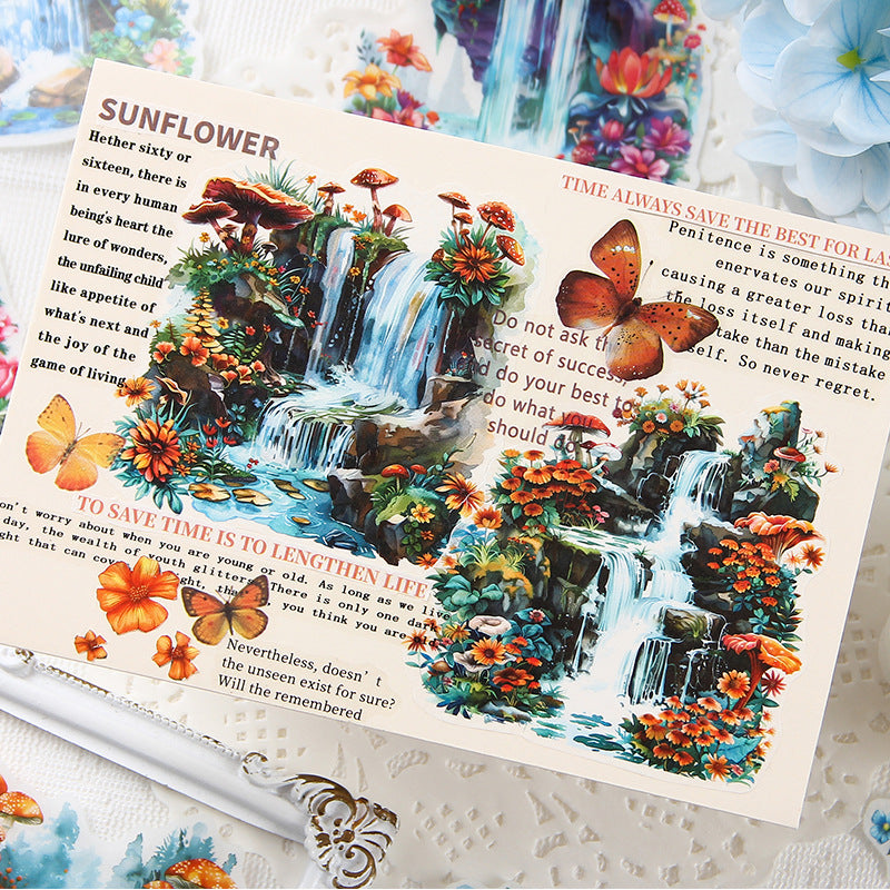 10 Pcs Waterfall PET Scrapbook Stickers CLPG