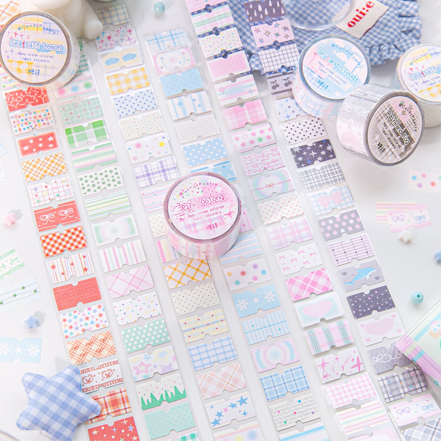 1 Roll Cream Color Label Planner Stickers Tape NYBQT