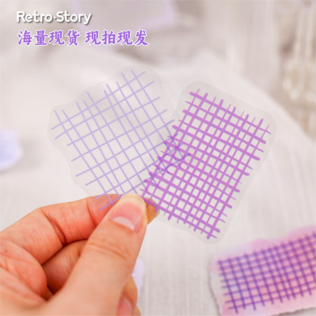 20 Pcs Watercolor Gird PET Stickers GYXL