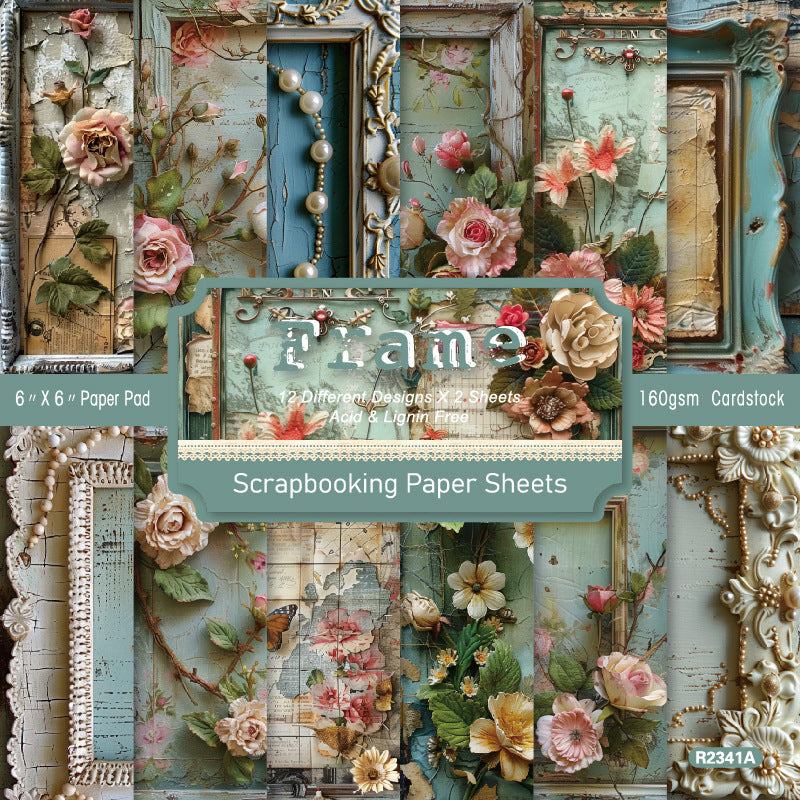 6 inch Vintage Frame Scrapbook Paper Pad SKP341