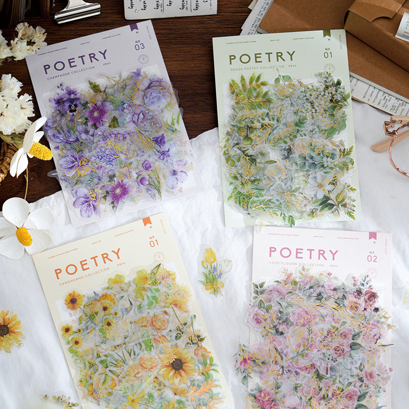 100 Pcs PET Flower Stickers RHZY