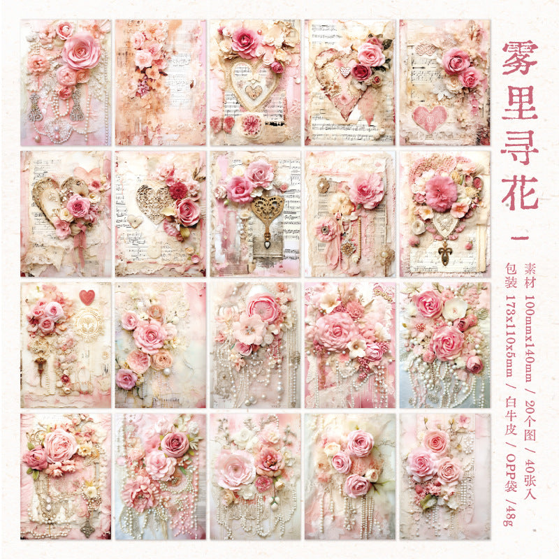40 Pcs Flowers Scrapbook Paper BYWDHD
