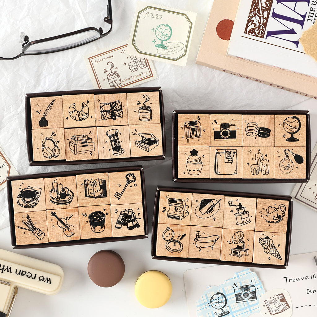 8 Rolls Gadgets Wooden Stamp Kit MWXY