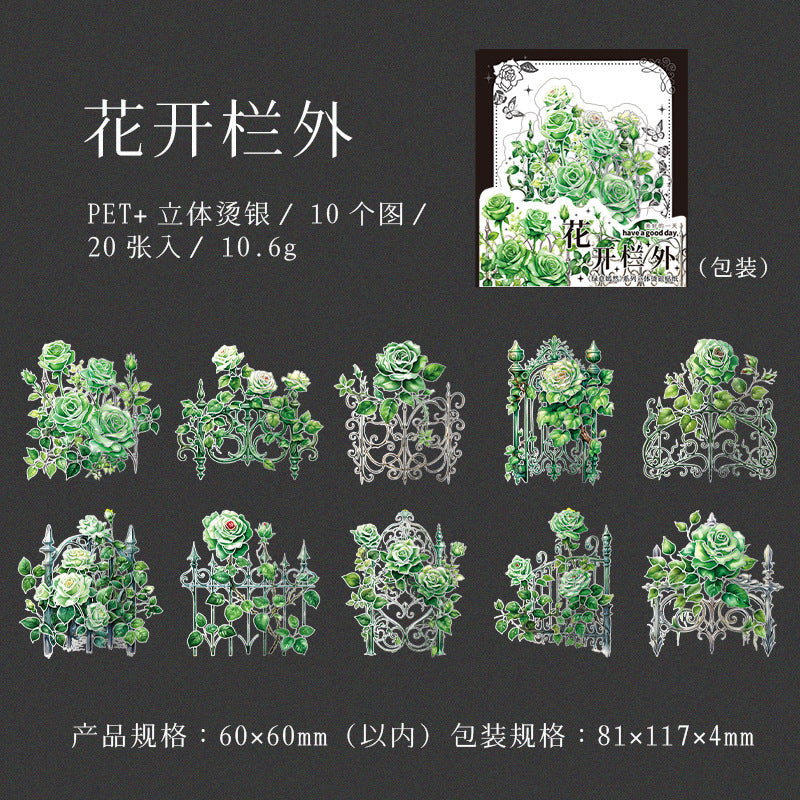 20 Pcs Flowers PET Stickers LYYR