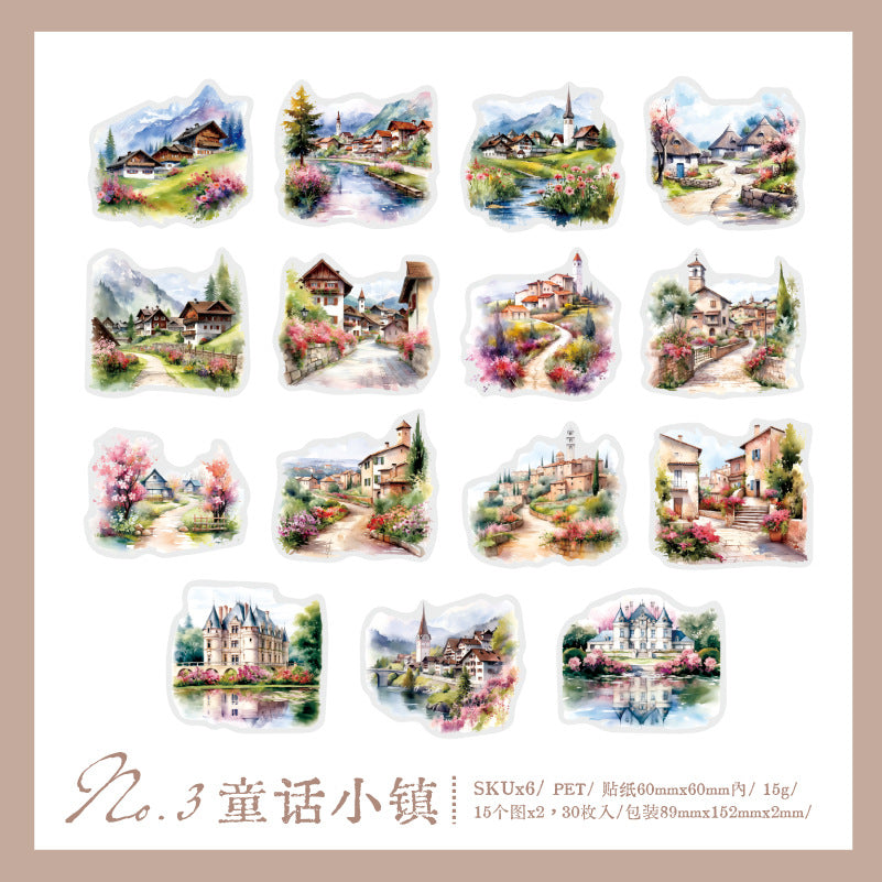 30 Pcs PET Landscape Stickers ZCTLLL