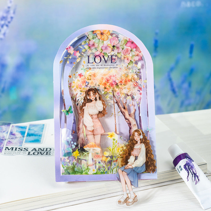 10 Pcs Watercolor Mood Girl PET Stickers ANBLXQ