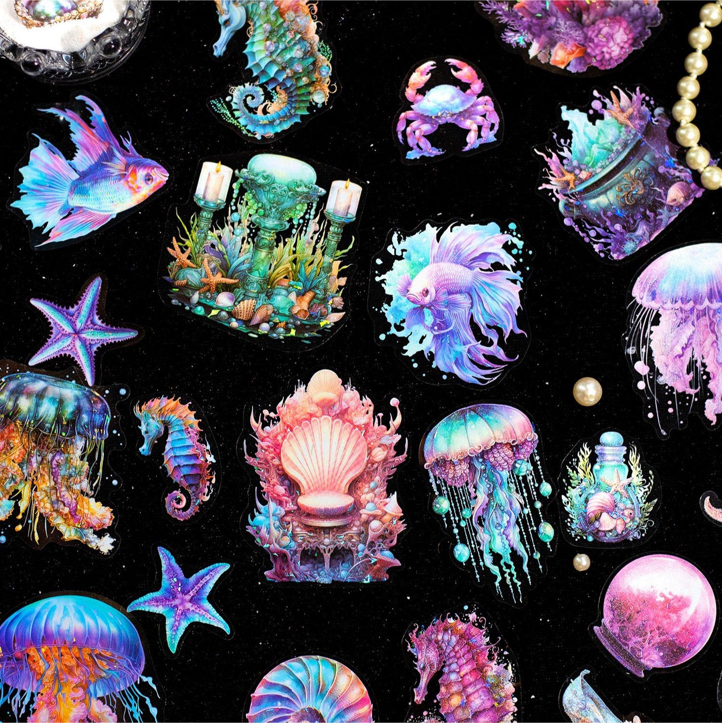 11 Pcs Ocean Mermaid PET Stickers SHWG