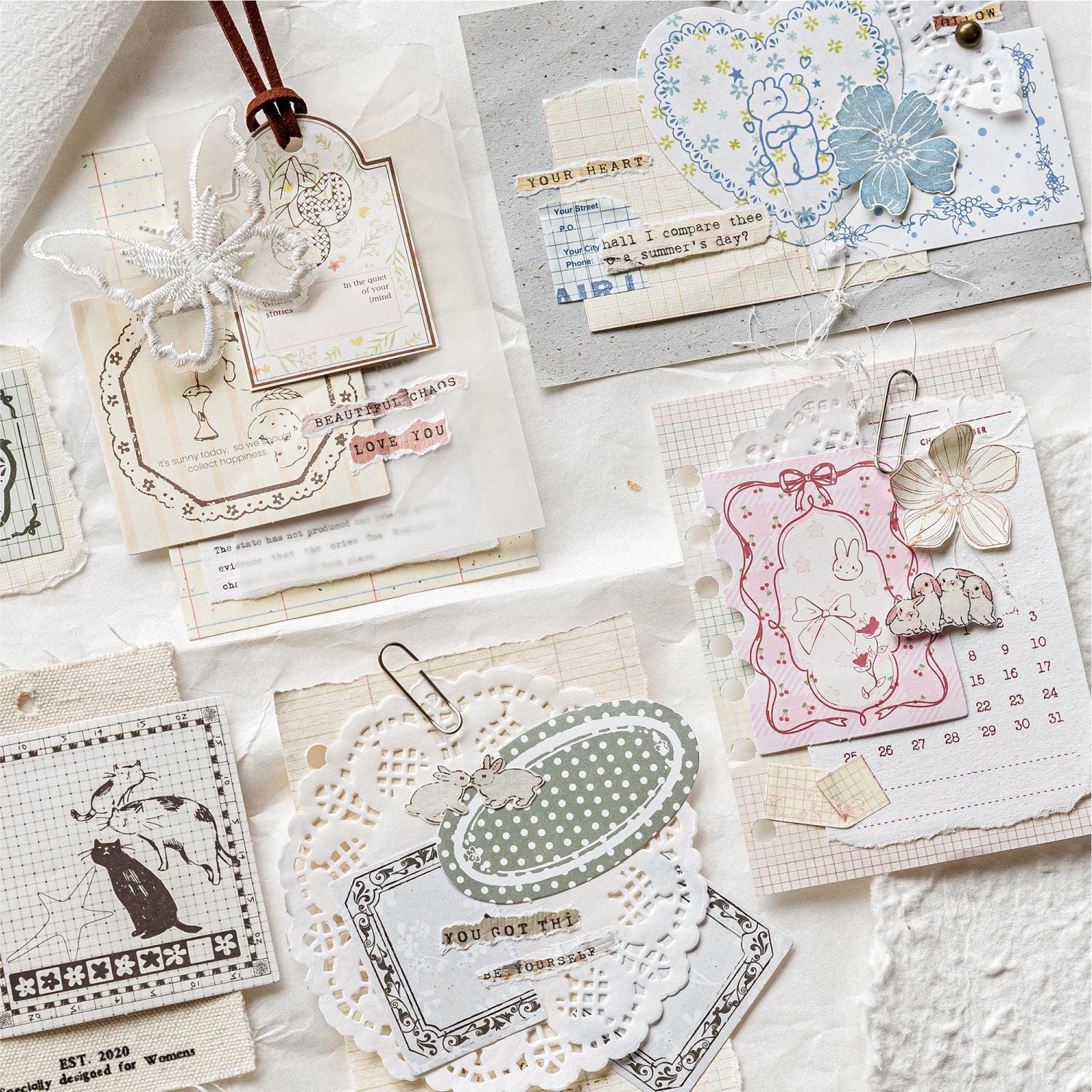 40 Pcs Lace Floral Writable Stickers KLZJ