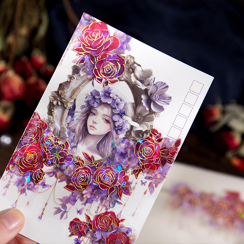 10 Pcs Gold Foil Flower Vine PET Stickers DHWY