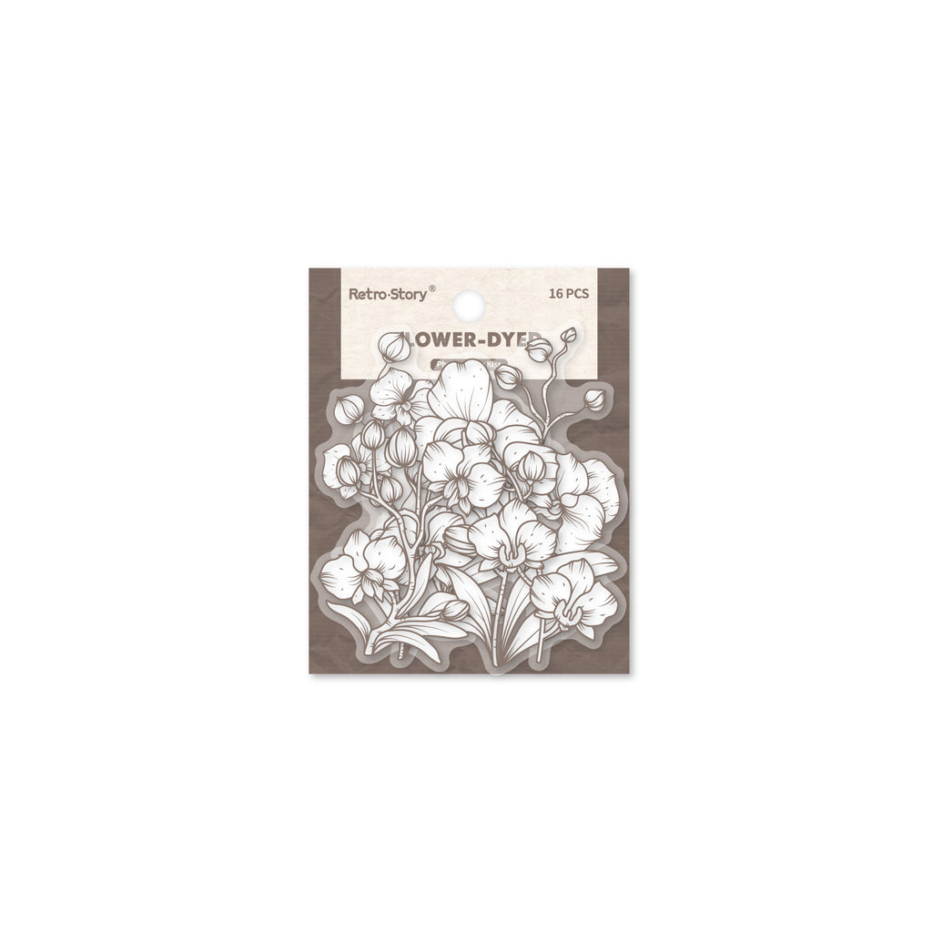 16 Pcs Vintage Flower PET Stickers HRXL