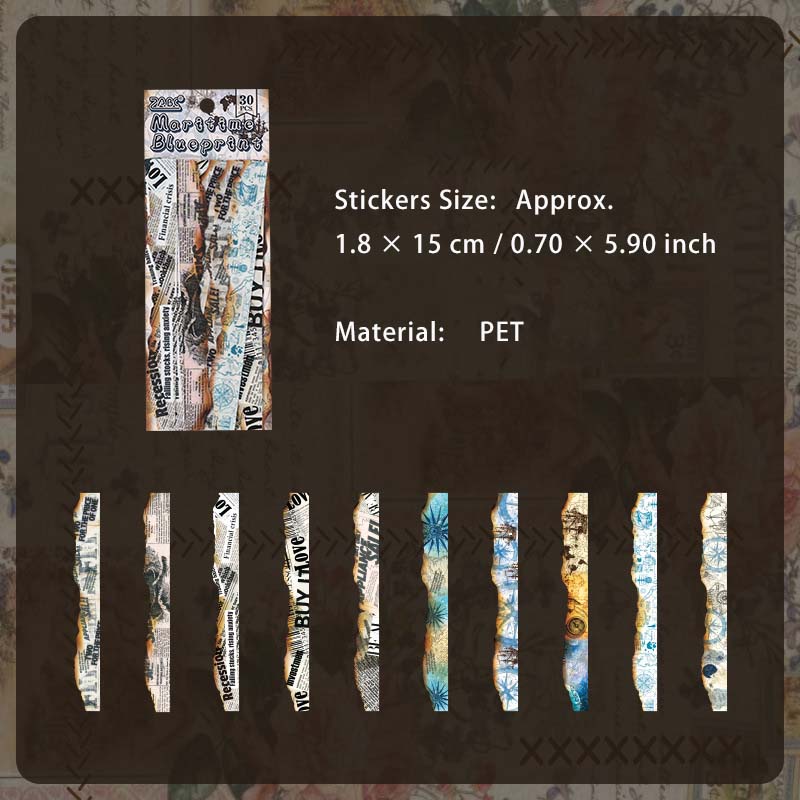 30 Pcs Vintage Journal Stickers RBSG