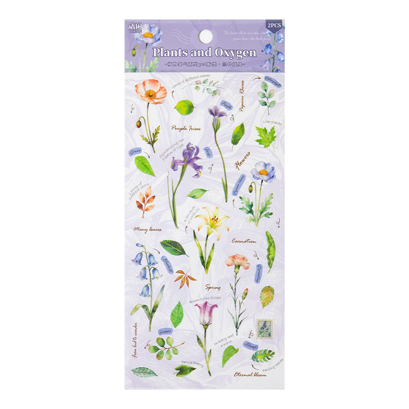 2 Sheets Greent Plant PET Stickers ZWYQ