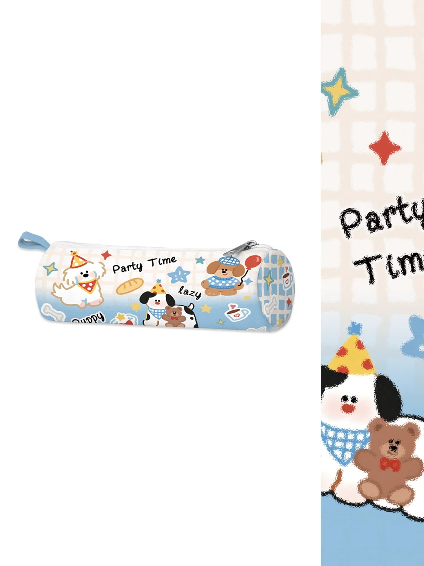 Gathering of Cute Dogs Artisan Canvas Barrel Pencil Case