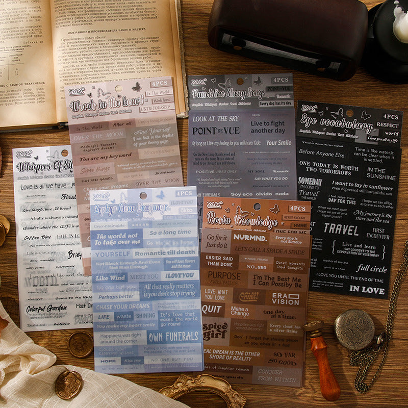 4 Sheets Vintage Quote Stickers YWXY