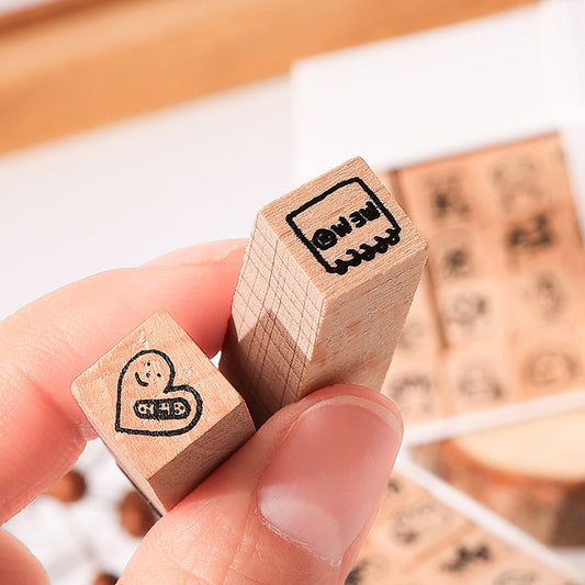 24 Pcs Cute Daily Life Wooden Stamp XQYJ