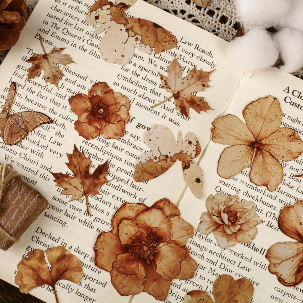 15 Pcs Autumn Pressed PET Stickers KZXL