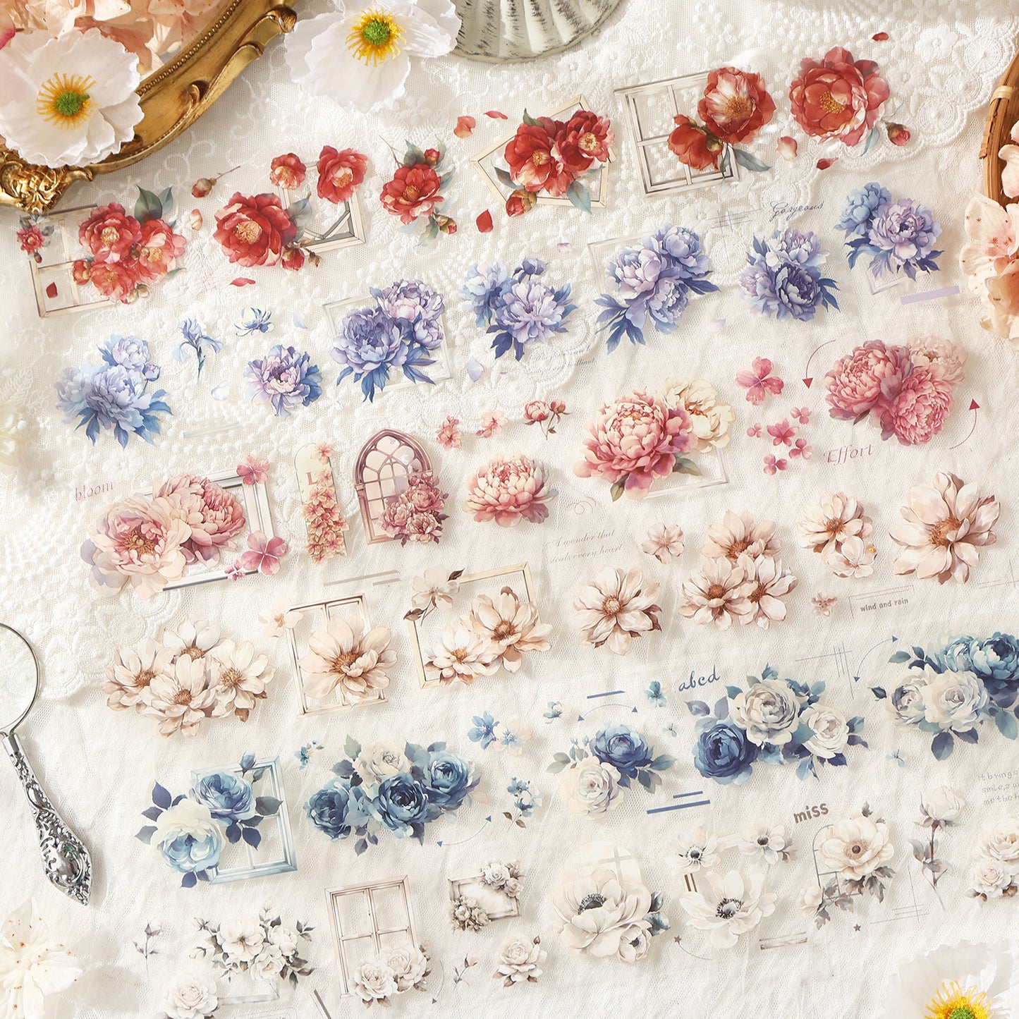 6 Sheets Flower PET Stickers HSJJ